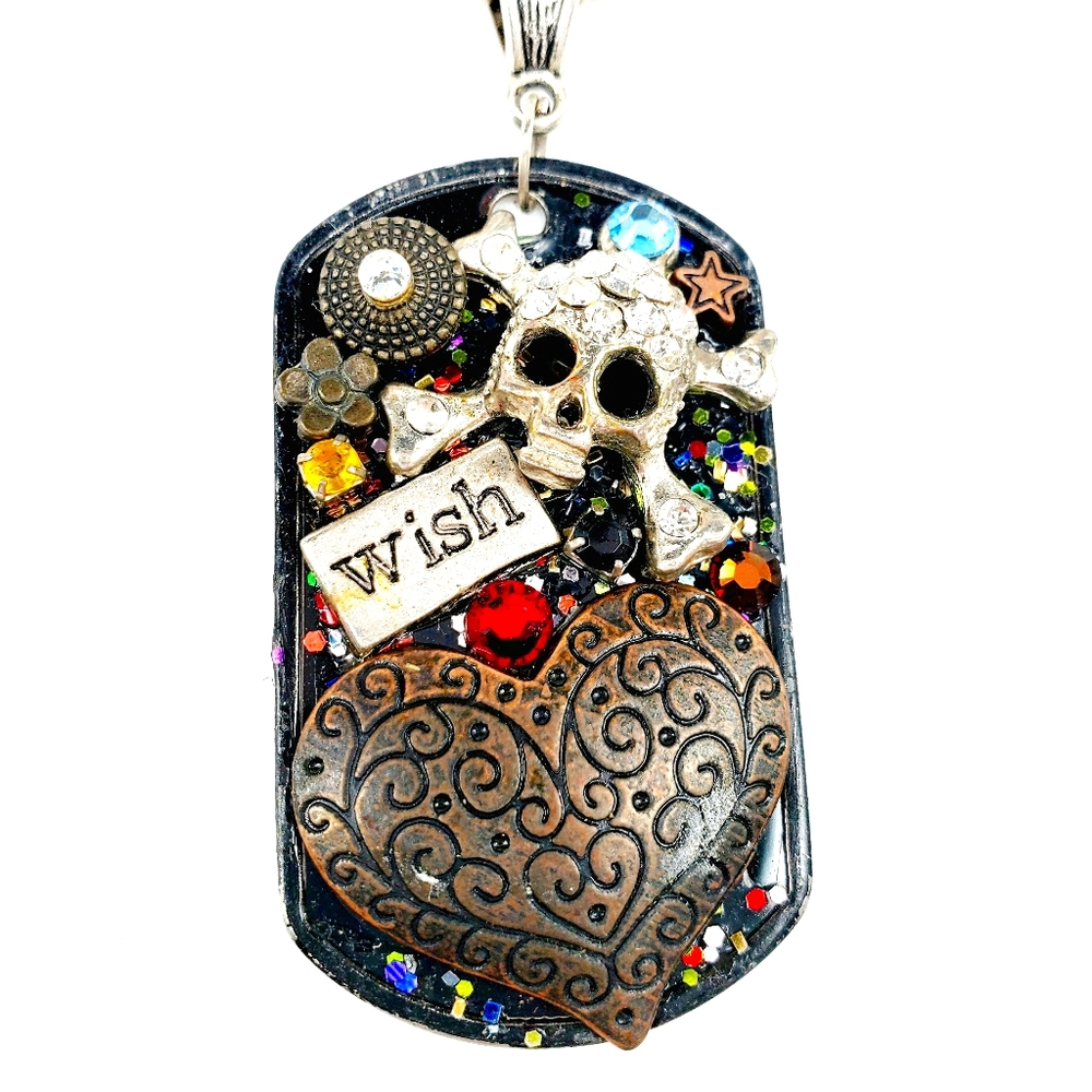 Dog Tags Skull Wish Theme 28" Necklace